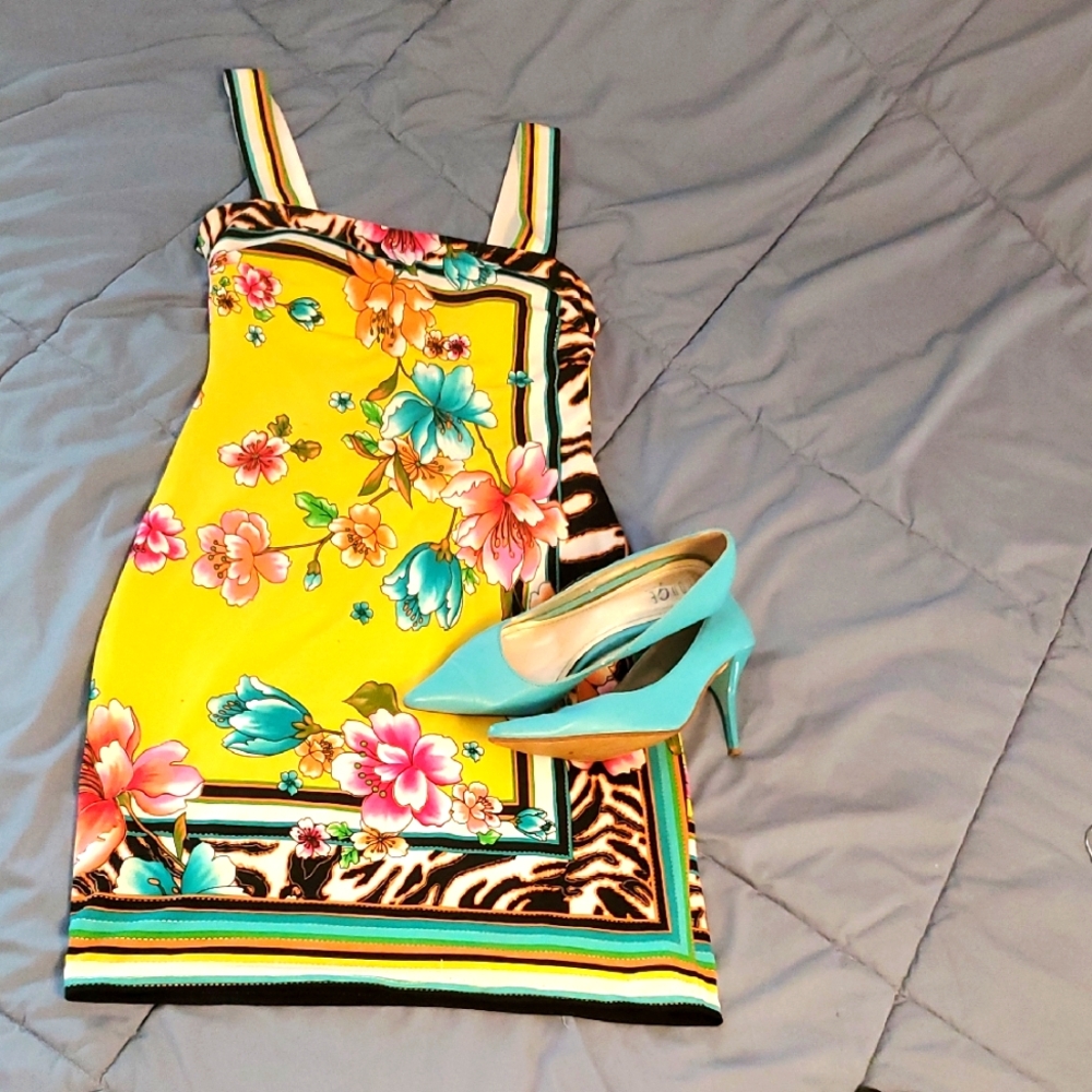 CACHE Floral Yellow Dress Sz 6